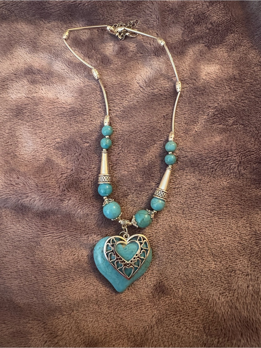 Turquoise Heart Pendant Necklace - Women Jewelry